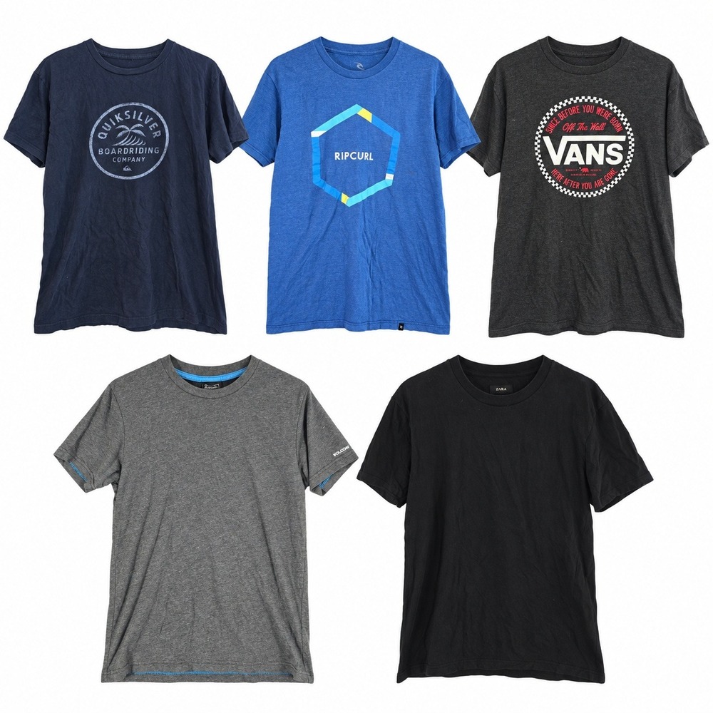Mixed Brands Lot of 5 Men's M T-Shirts Quiksilver Rip Curl Short Sleeve Graphic